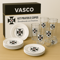 Kit 10 Pratos e 8 Copos Oficiais Time da Paixão!