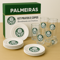 Kit 10 Pratos e 8 Copos Oficiais Time da Paixão!