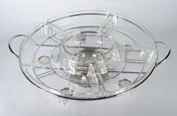 Rechaud Giratório Com 6 Compartimentos Aço Inox E Vidro + Brinde